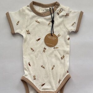 Cream and Brown Kids Bodysuit